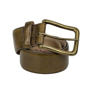 Cipriani Brown Wide Italian Saddle Leather Brass Tone Heavy Large Buckle Belt S